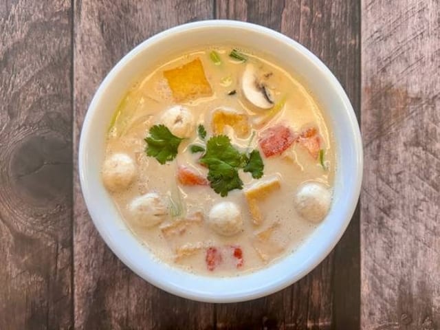 TOM KHA DUMPLING SOUP.